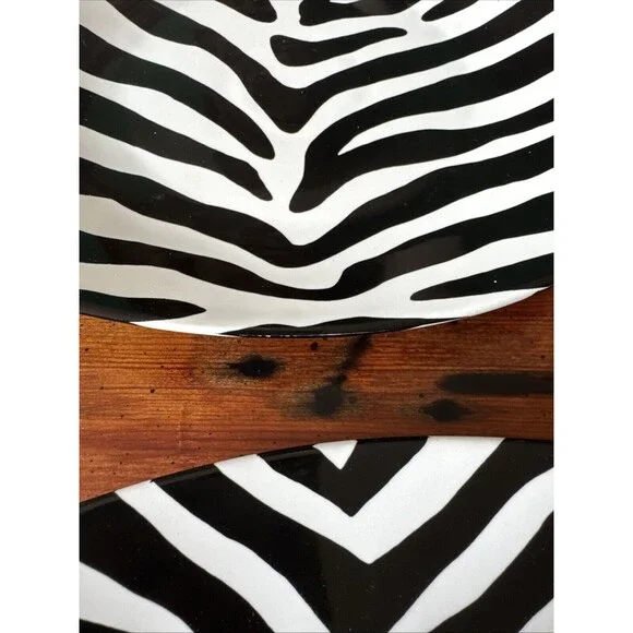Set Of 5 - 222 Fifth Zebra Print 8.25” Square Salad/Dessert Plate Fine China
